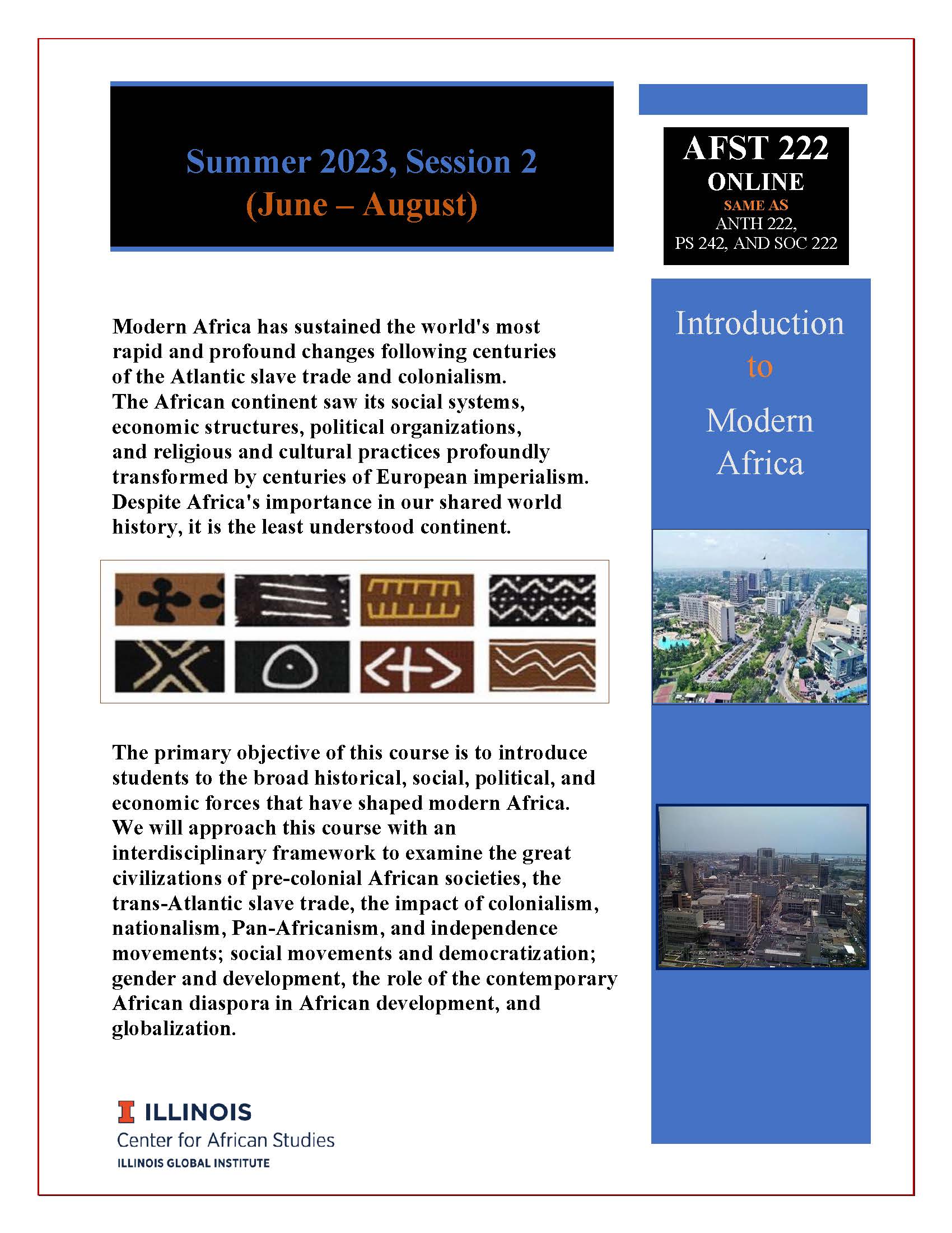 AFST flyer: African cities and art